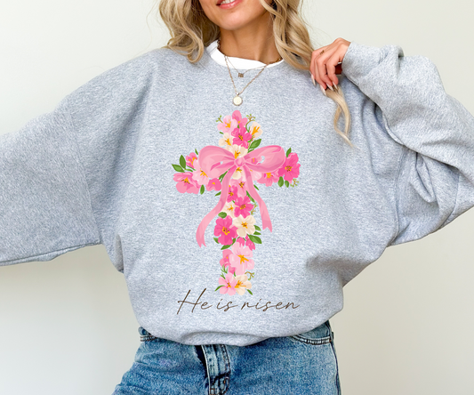 He is risen floral cross sweatshirt 🌷 | 50/50 Cotton Poly | UNISEX | Sweatshirt