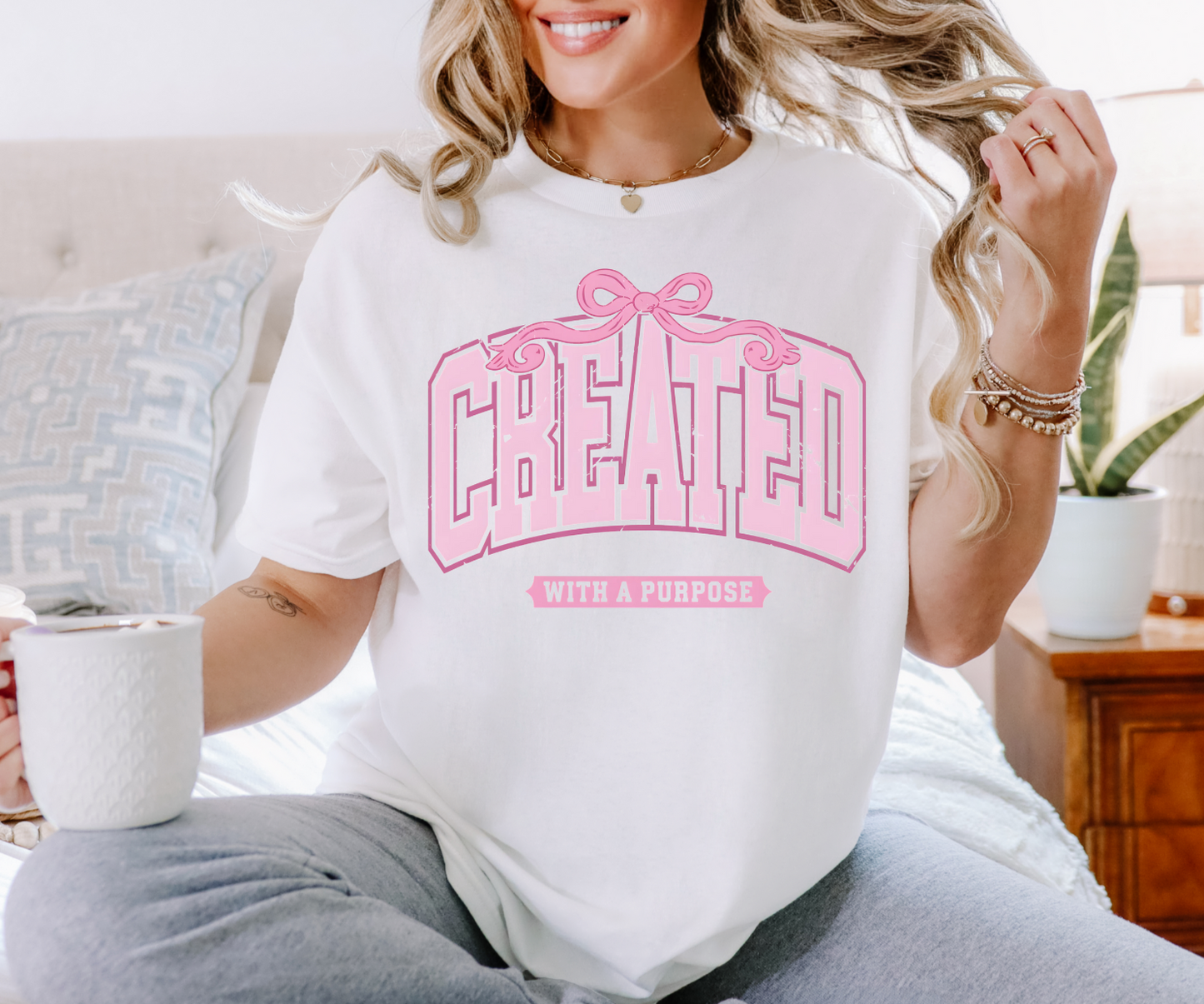 Created with a purpose sweatshirt 🎀 | 50/50 Cotton Poly | UNISEX | Sweatshirt
