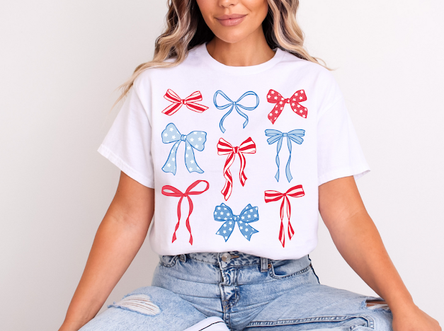 Forth of July bow T-shirt | 50/50 Cotton Poly | UNISEX | T-shirt