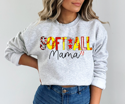 Softball mama sweatshirt | 50/50 Cotton Poly | UNISEX | Sweatshirt
