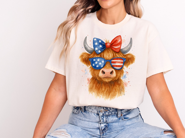 Forth of July cow T-shirt | 50/50 Cotton Poly | UNISEX | T-shirt