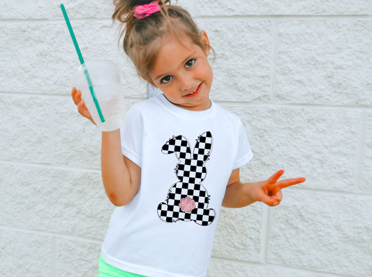 Checkered print bunny T-shirt | 50/50 Cotton Poly | UNISEX | T-shirt