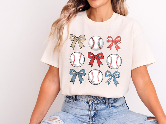 Bows and baseball T-shirt | 50/50 Cotton Poly | UNISEX | T-shirt