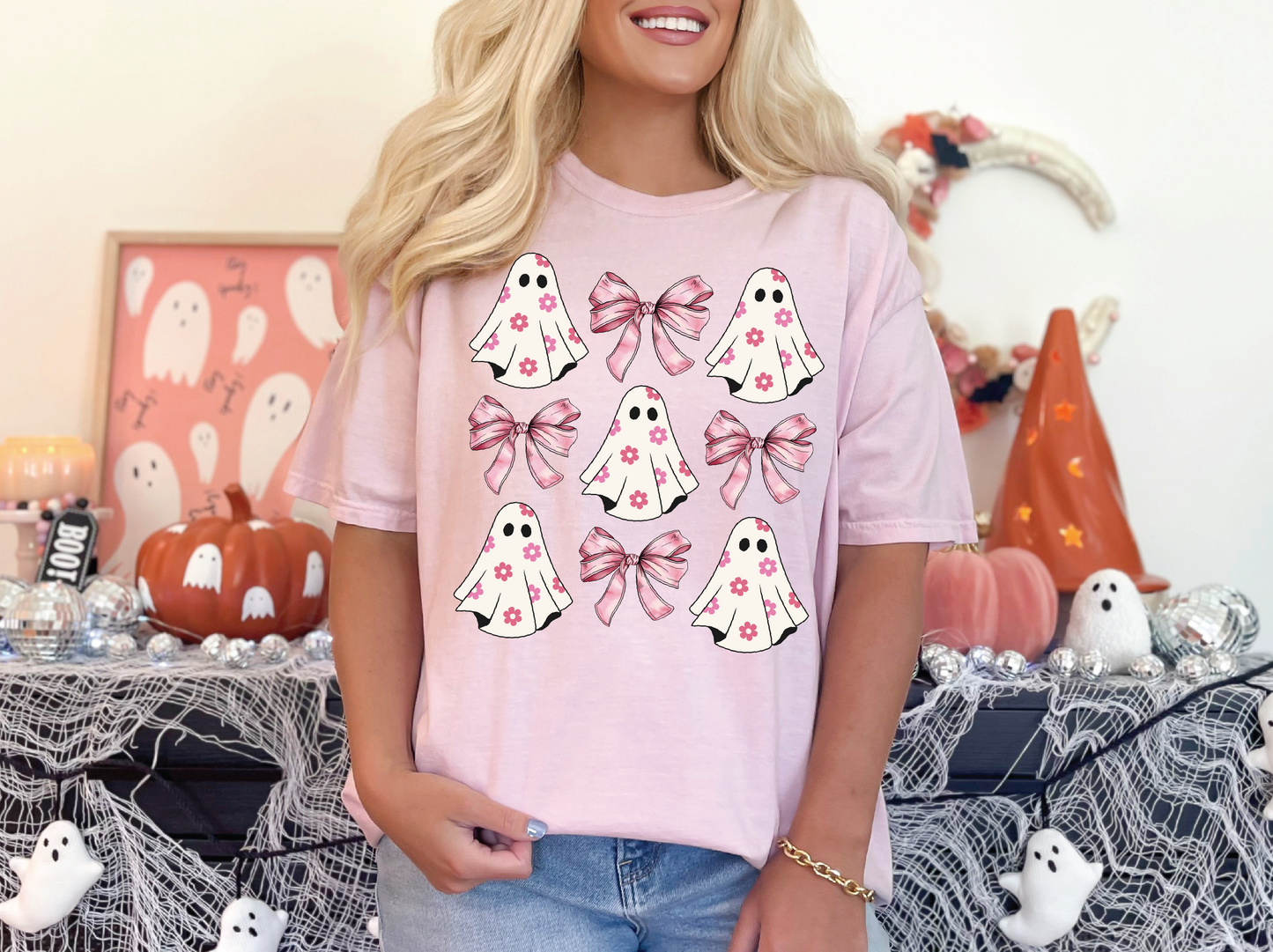 Pink Coquette Ghost | 50/50 Cotton Poly | UNISEX | T-shirt