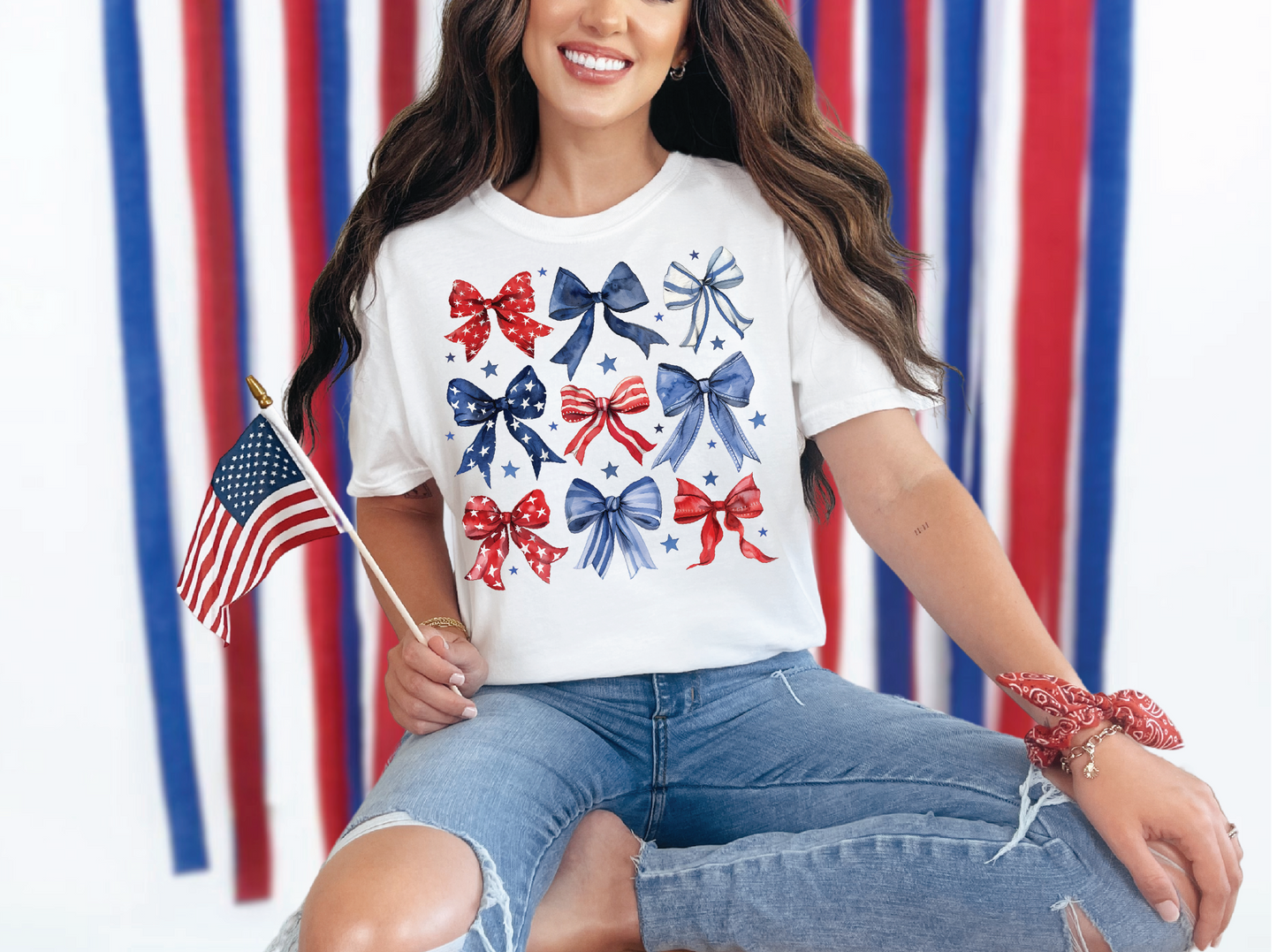 Red White Blue Bows | 50/50 Cotton Poly | UNISEX | T-shirt