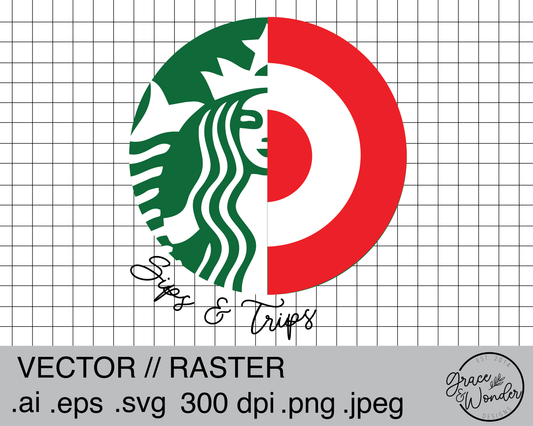 Sips and Trips | Digital Download | .SVG .PNG .EPS | Sublimated & Vinyl Ready