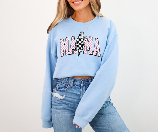 Checkered print mama | 50/50 Cotton Poly | UNISEX | Sweatshirt