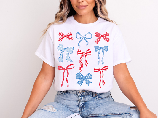Fourth of July bow T-shirt | 50/50 Cotton Poly | UNISEX | T-shirt