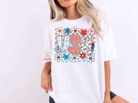 USA floral T-shirt | 50/50 Cotton Poly | UNISEX | T-shirt