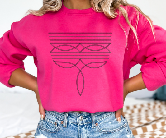 Western pattern crew neck | 50/50 Cotton Poly | UNISEX | Sweatshirt