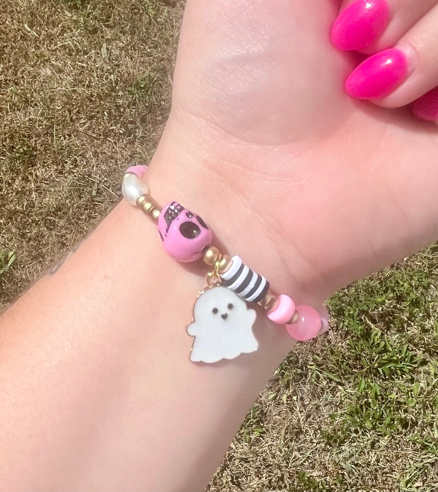 Ghost charm Bracelet | Handmade | Beaded