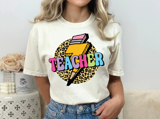 Teacher Pencil Bolt | Comfort Color T-shirt | 100% Pre Shrunk Cotton | UNISEX