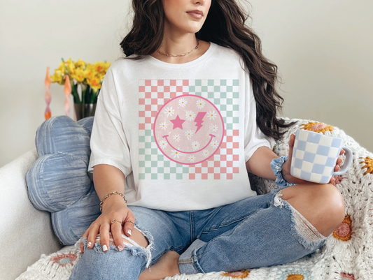 Smiley Checkered | 50/50 Cotton Poly | UNISEX | T-shirt