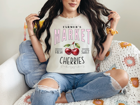 Farmers Market Fresh Cherries | 50/50 Cotton Poly | UNISEX | T-shirt