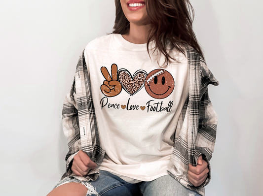 Peace Love Football  | 100% Cotton | UNISEX | T-shirt | Comfort Color