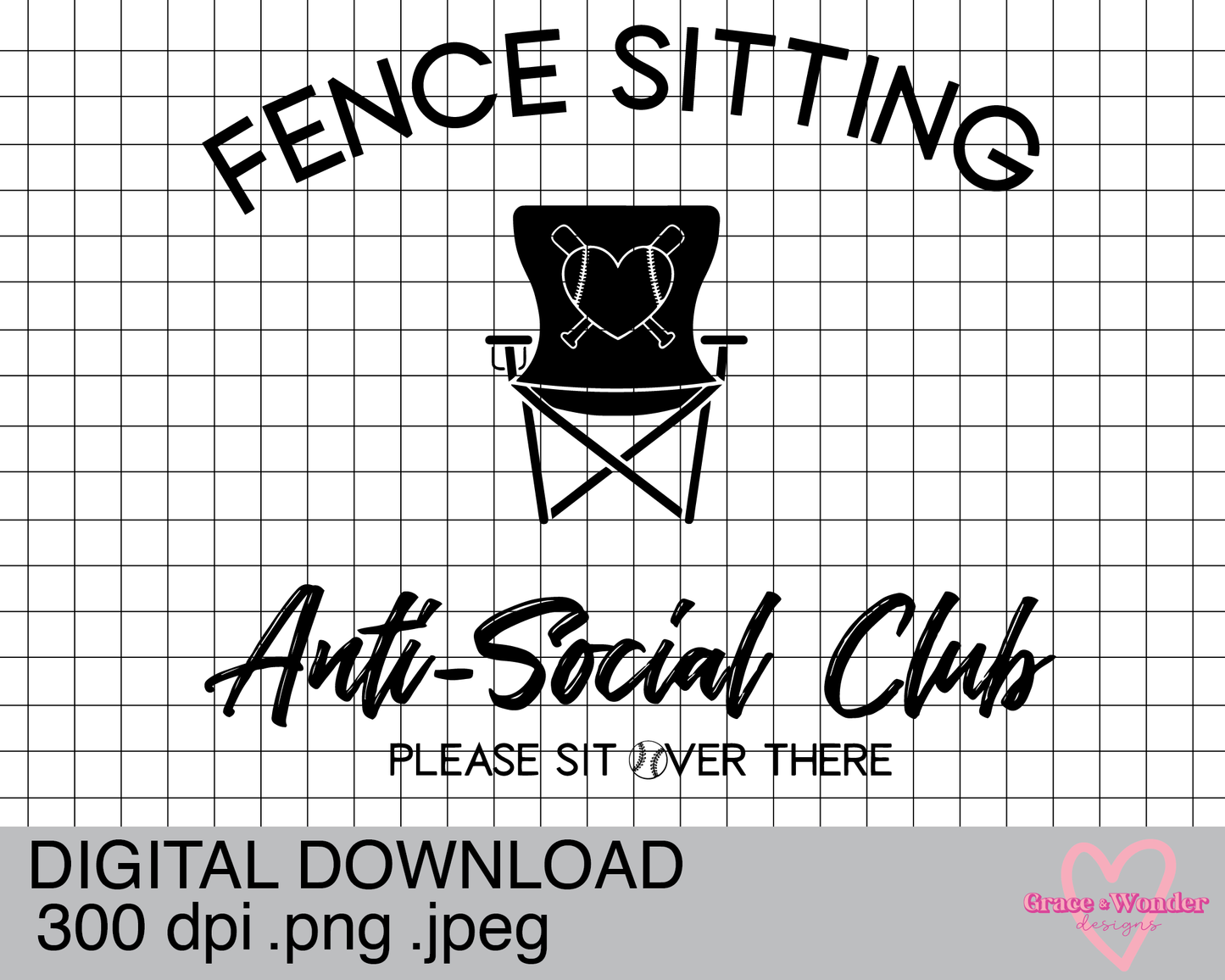 Fence Sitting Anti-Social Club | Digital Download | .PNG  | Sublimation Ready | Direct to Film Ready