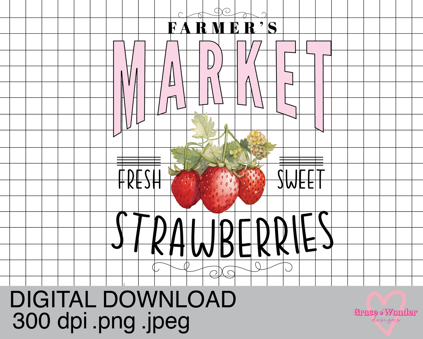 Farm Fresh Strawberries | Digital Download | .PNG  | Sublimation Ready | Direct to Film Ready