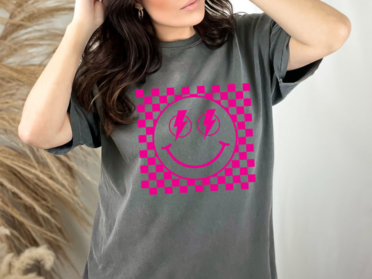 Checkered Smiley Face | 100% Ring Spun Cotton | Unisex | T-shirt