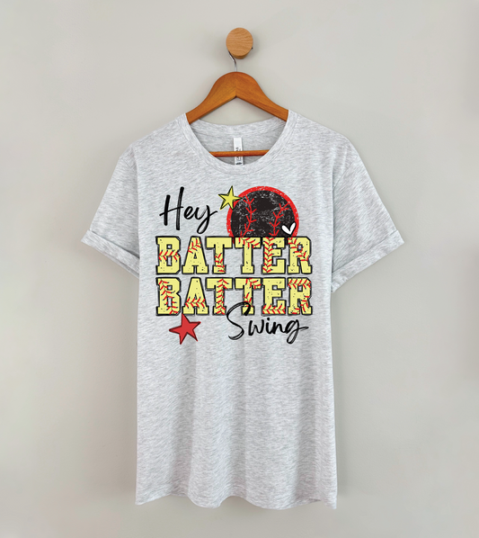 Hey Batter Batter Softball | 50/50 Cotton Poly | UNISEX | T-shirt