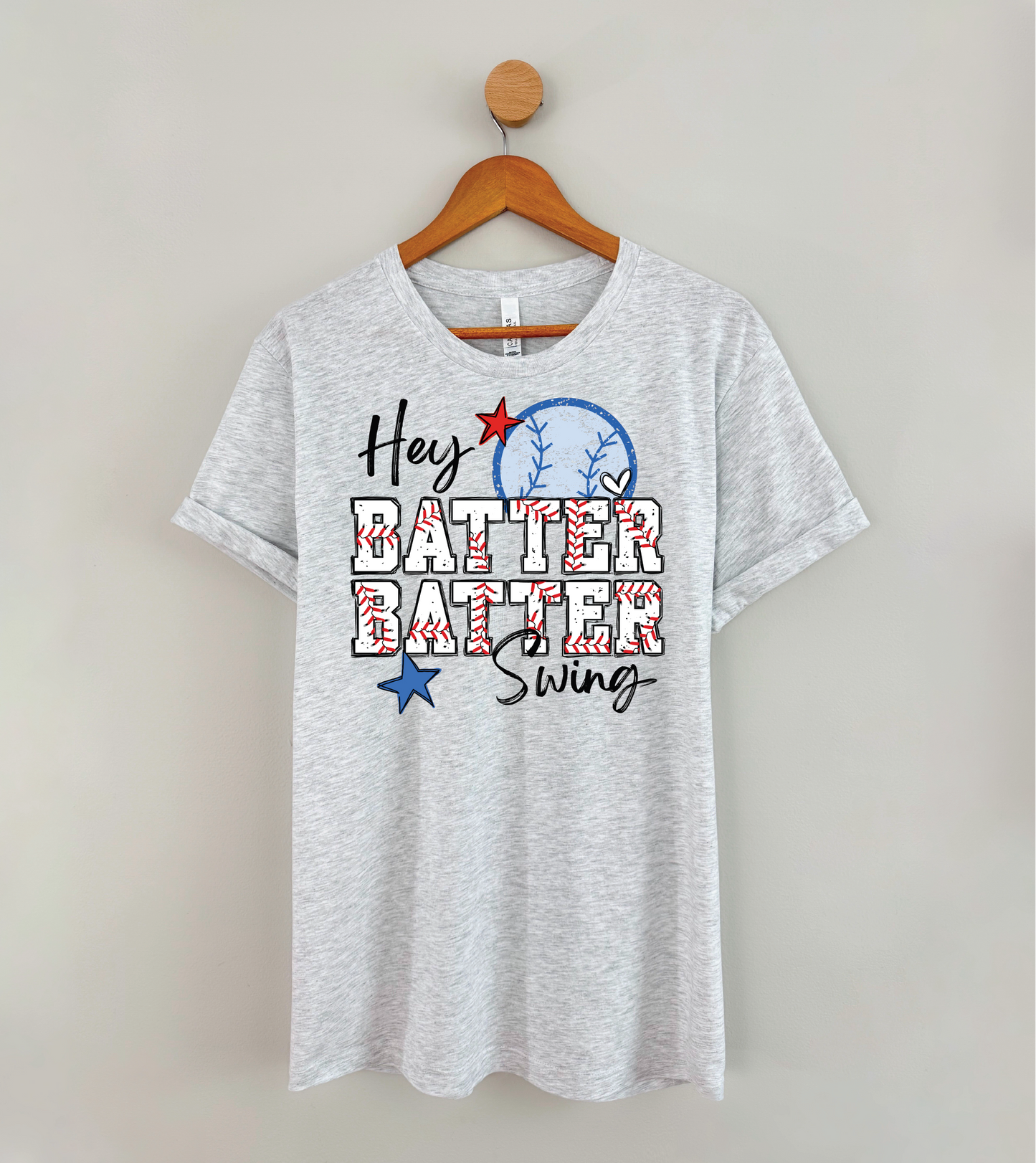 Hey Batter Batter Baseball | 50/50 Cotton Poly | UNISEX | T-shirt