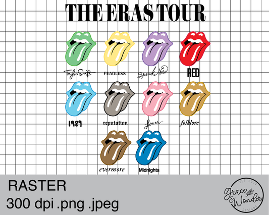 Taylor Swift Eras Tour Rolling Stones Design | Digital Download | .PNG  | Sublimated