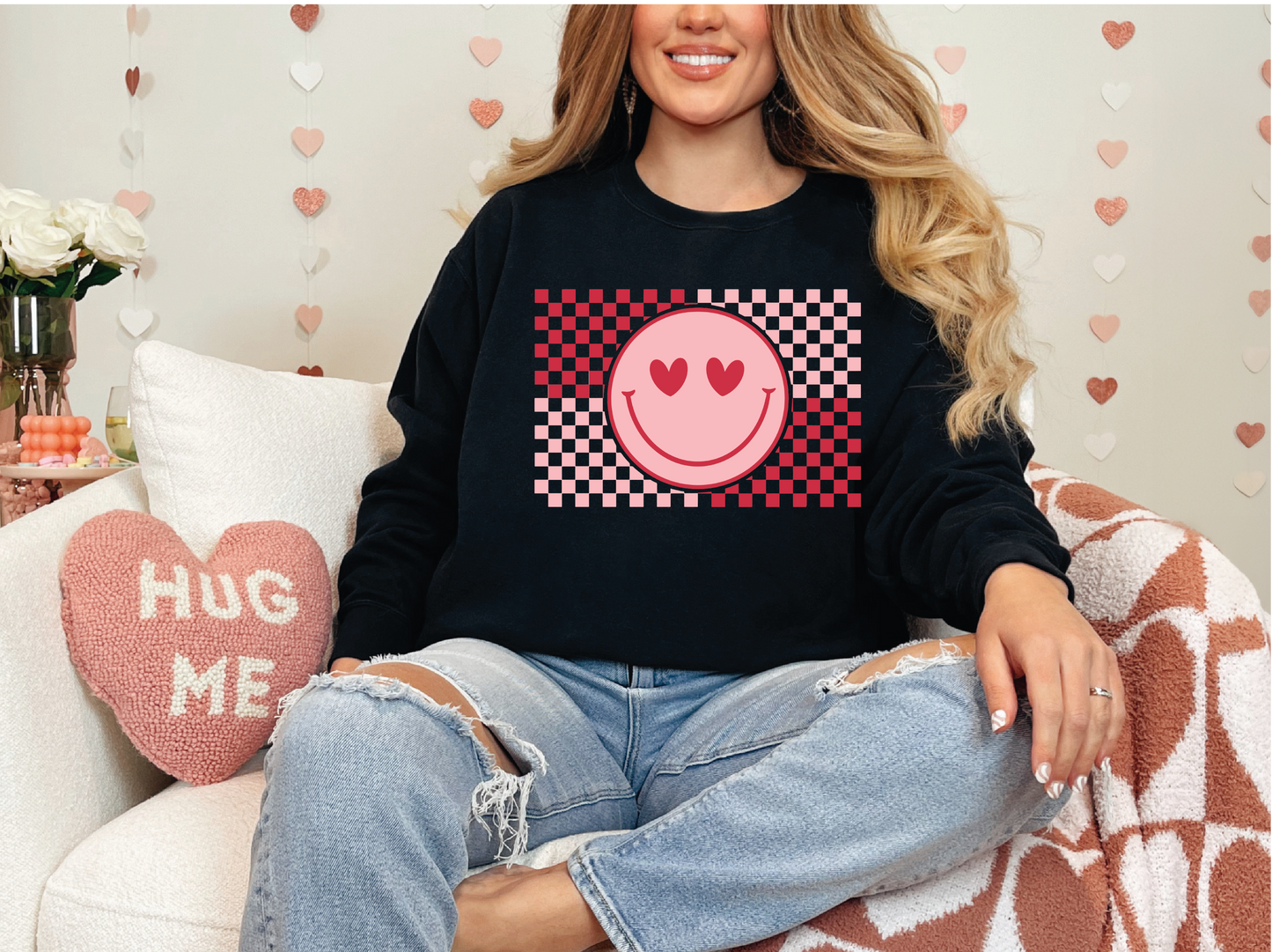 Checkered Smiley | 50/50 Cotton Poly | UNISEX | Sweatshirt