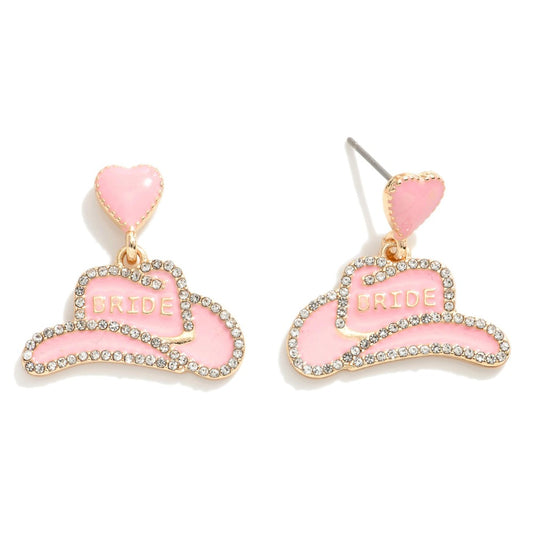 Cowboy Hat Bridal Earrings