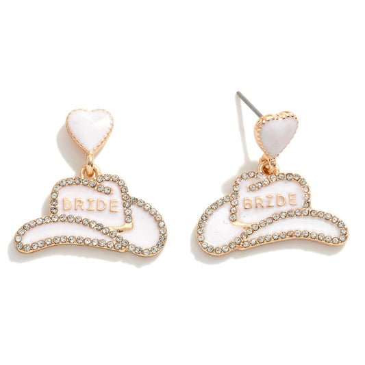 Cowboy Hat Bridal Earrings