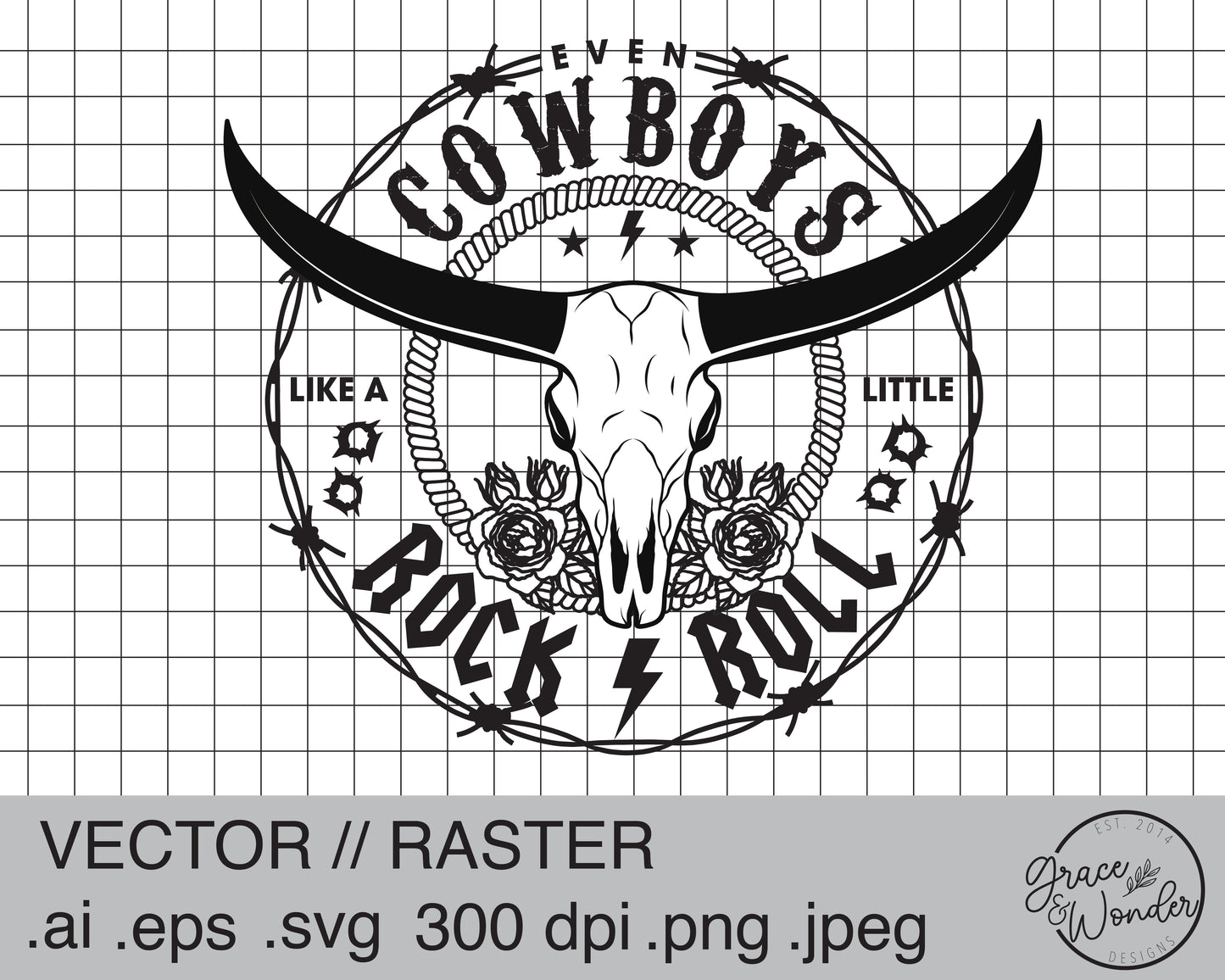 Cowboys like a Little Rock & Roll | Digital Download | .SVG .PNG .EPS | Sublimated & Vinyl Ready