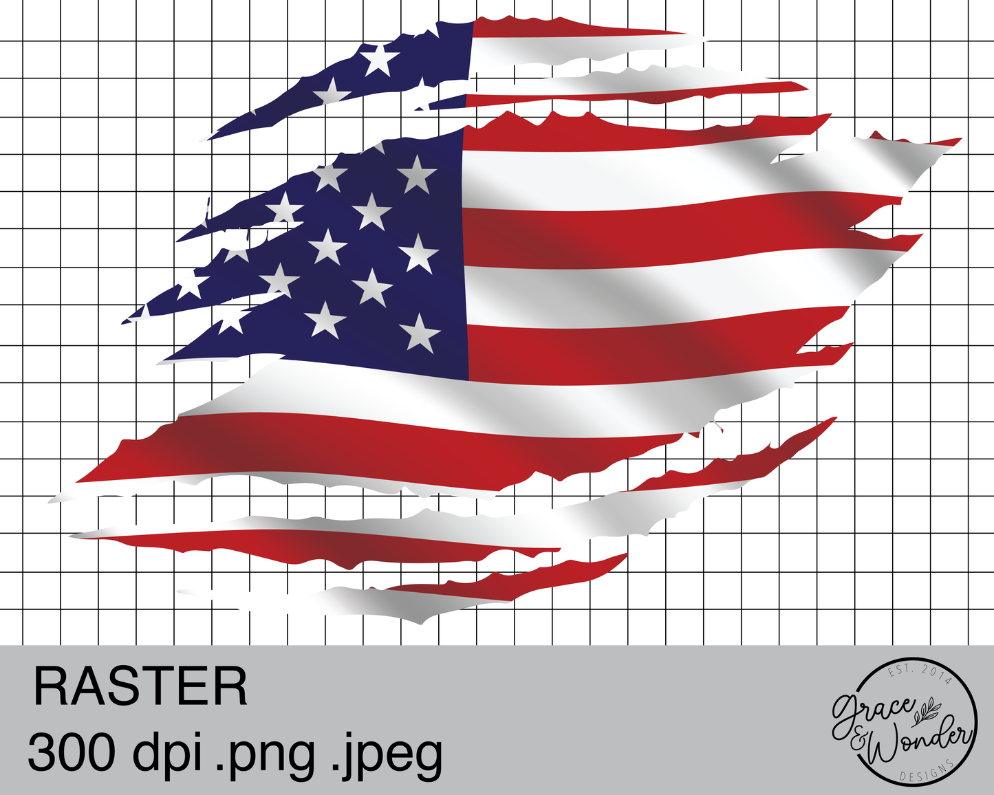 American Flag Torn | Digital Download | .PNG  | Sublimation Ready