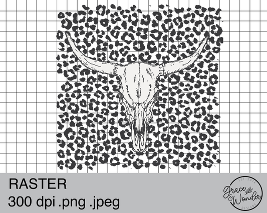 Leopard Print Long Horn | Digital Download | .PNG  | Sublimation Ready