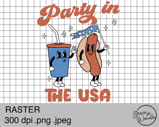 Party in the USA  Digital Download | .PNG  | Sublimation Ready