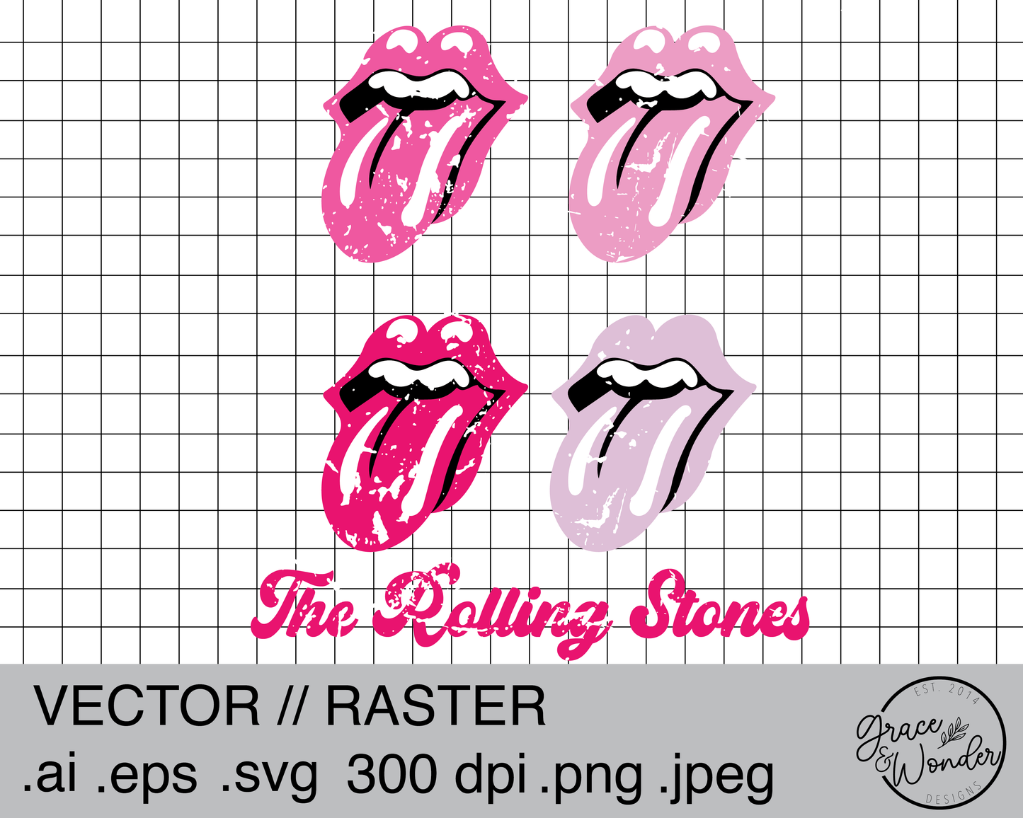 Rolling Stones Pink | Digital Download | .PNG  | Sublimated